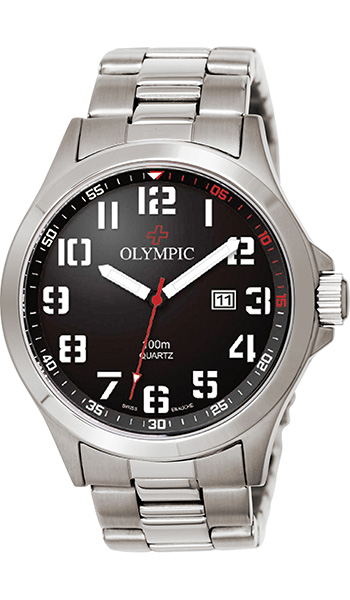 Olympic Gents Sports Watch with Black Dial - Click Image to Close