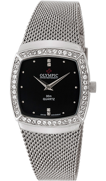 Olympic Ladies Steel Watch Black Dial - Click Image to Close