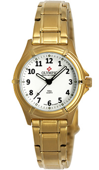 Olympic Ladies Gold Plated Work Watch White Dial with Numbers - Click Image to Close