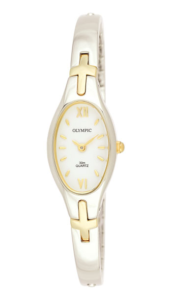 Olympic Ladies 2 Tone plated and semi bangle bracelet - Click Image to Close